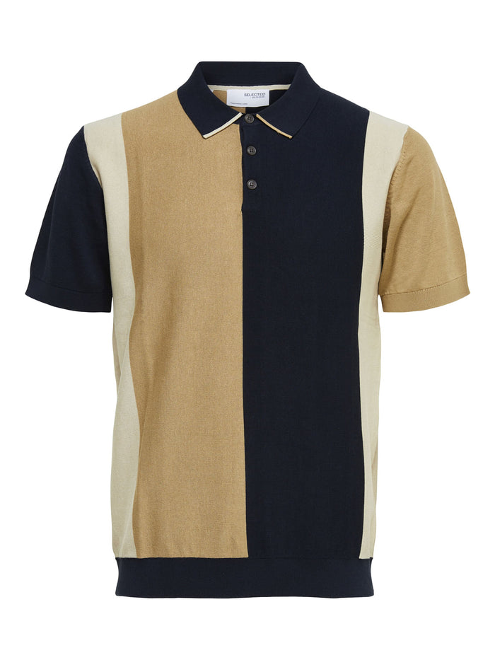 Black Colourblocked Polo Neck T-Shirt
