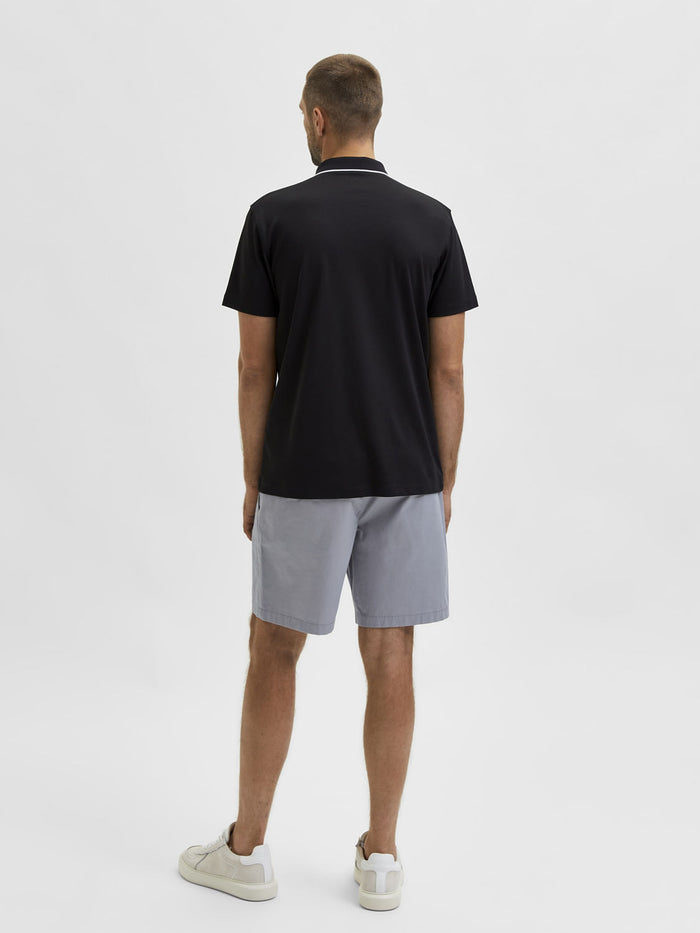 Black Cotton Polo Neck T-Shirt