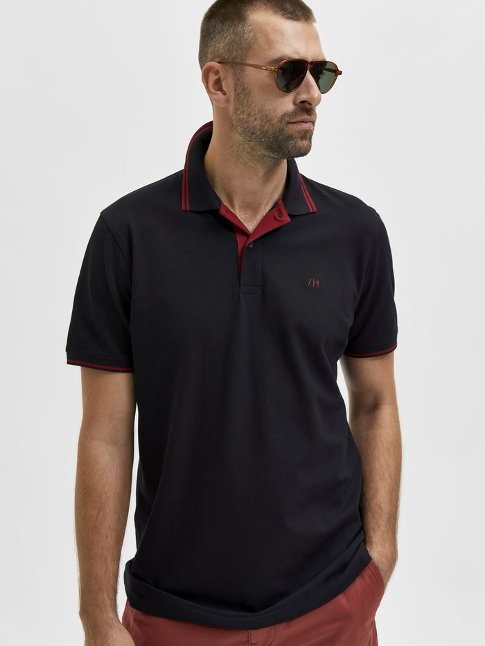 Black Cotton Polo T-Shirt