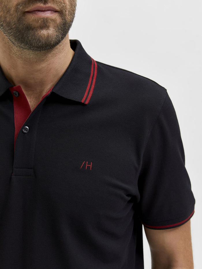 Black Cotton Polo T-Shirt