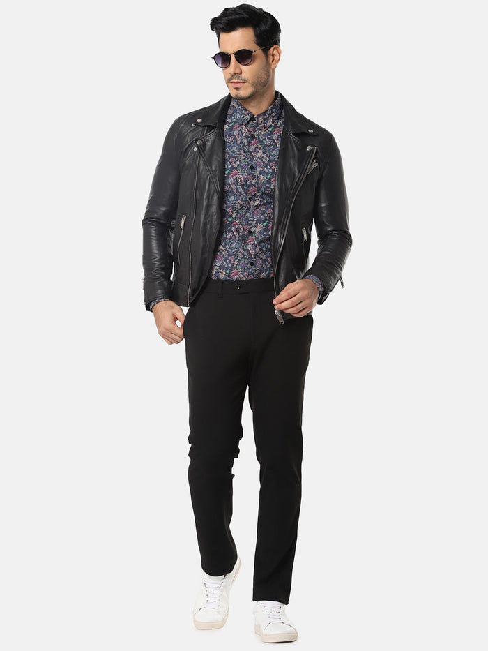Black Floral Full Sleeves Shirt