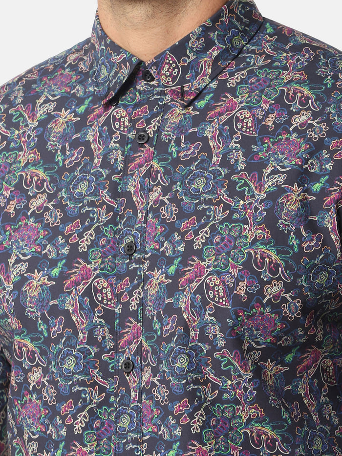 Black Floral Full Sleeves Shirt
