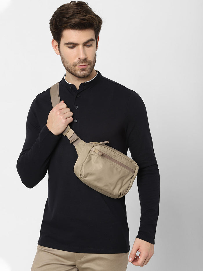 Black Full Sleeves Polo Neck T-Shirt