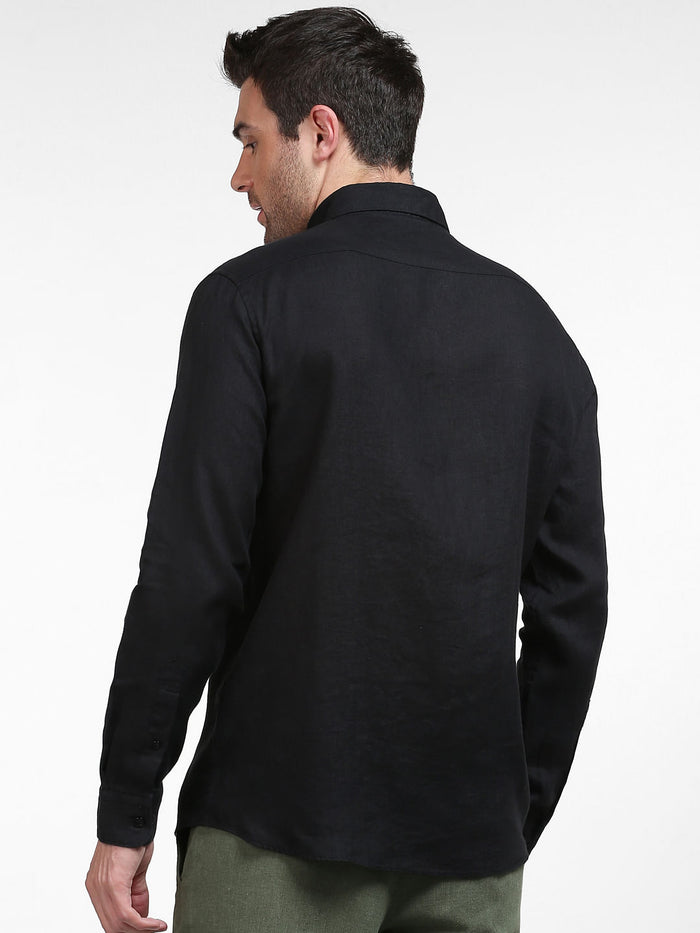 Black Linen Full Sleeves Shirt