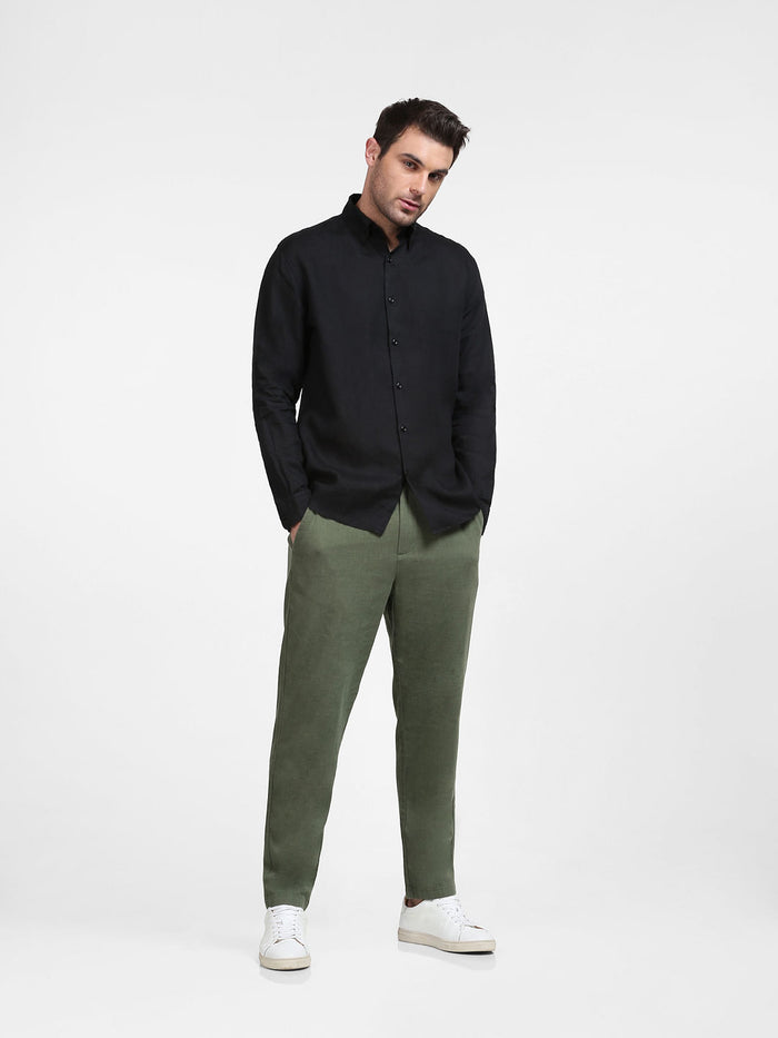 Black Linen Full Sleeves Shirt
