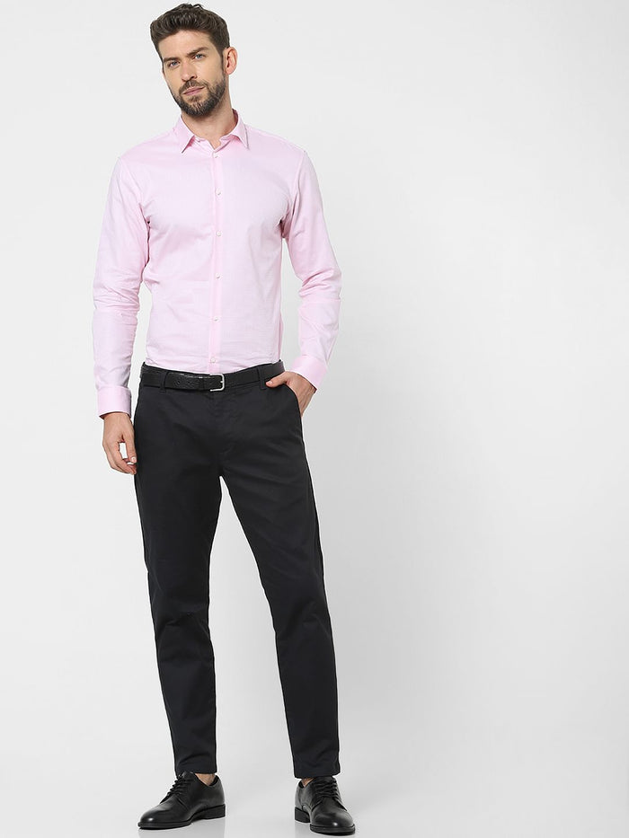 Black Mid Rise Cotton Slim Fit Chinos