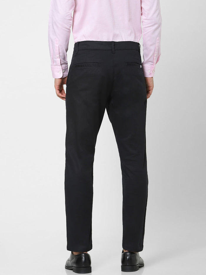 Black Mid Rise Cotton Slim Fit Chinos