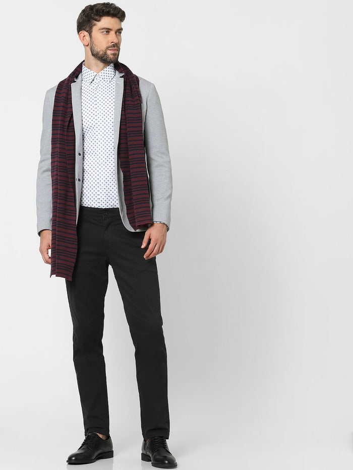 Black Mid Rise Formal Slim Chinos