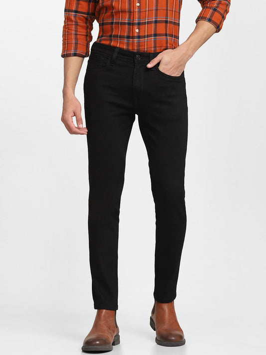 Black Mid Rise Leon Slim Fit Jeans