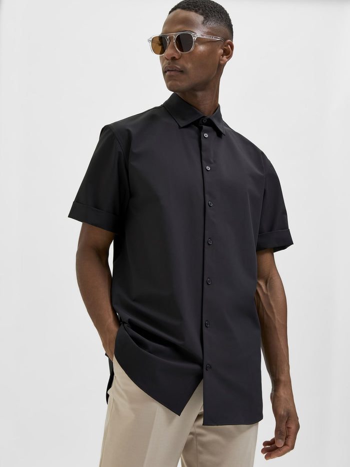 Black Organic Cotton Half Sleeves Shirt