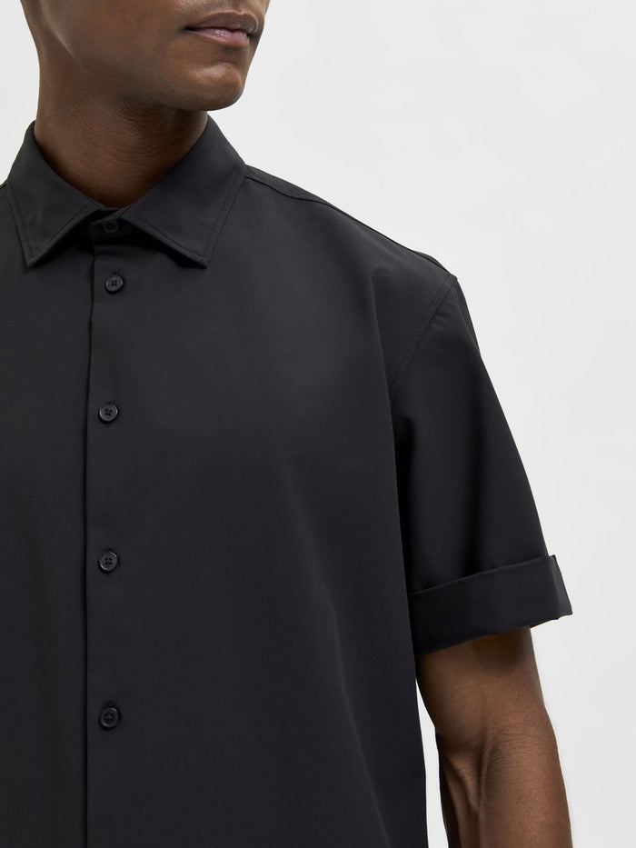 Black Organic Cotton Half Sleeves Shirt