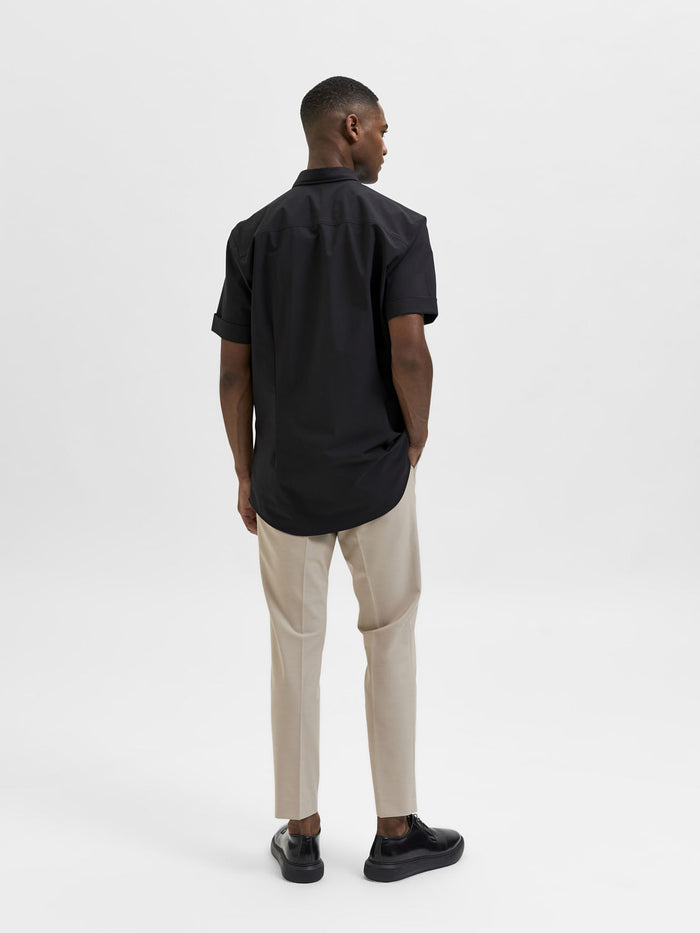 Black Organic Cotton Half Sleeves Shirt