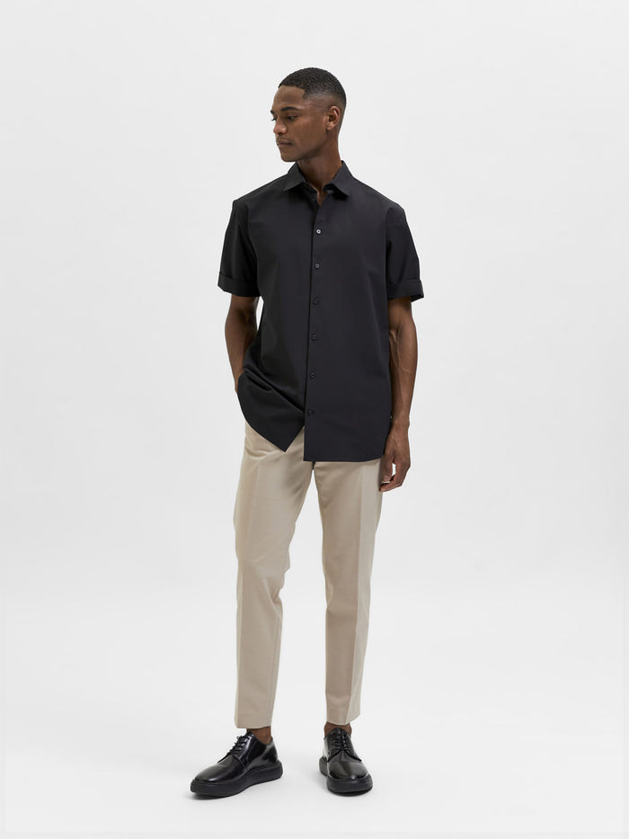 Black Organic Cotton Half Sleeves Shirt