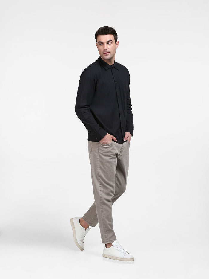 Black Organic Cotton Loose Fit Overshirt