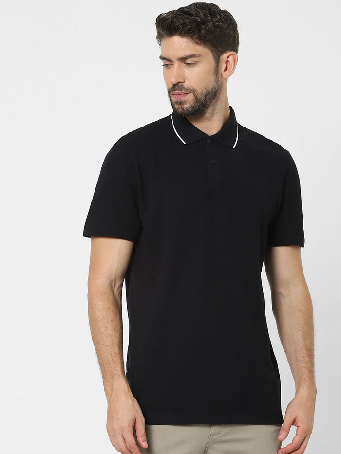 Black Organic Cotton Polo T-Shirt