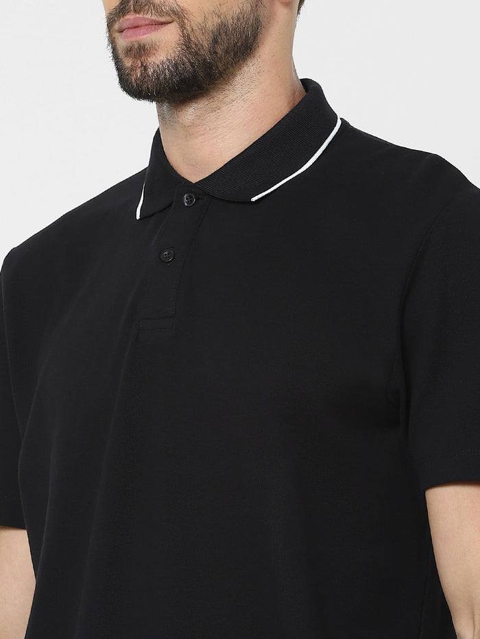 Black Organic Cotton Polo T-Shirt
