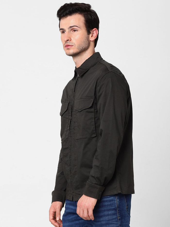 Black Organic Cotton Zip Up Jacket