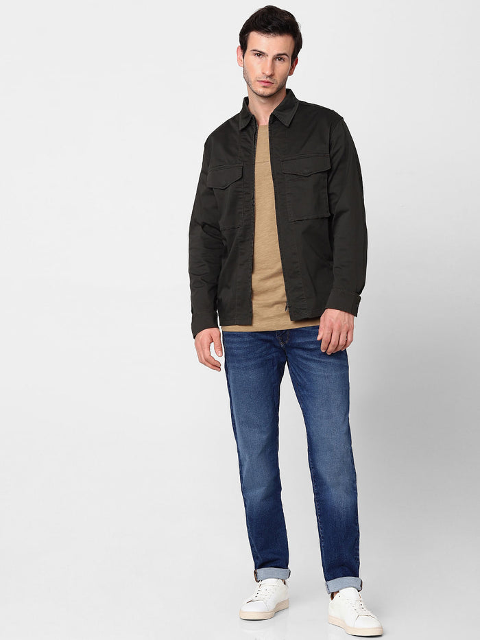Black Organic Cotton Zip Up Jacket