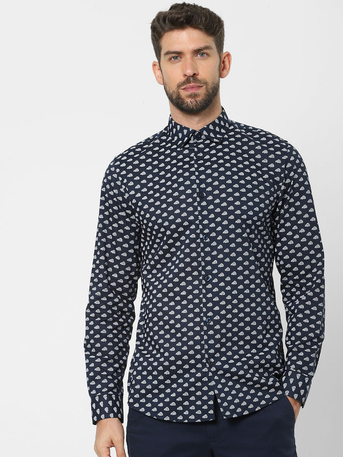 Black Printed Organic Cotton Full Sleeves Shirt