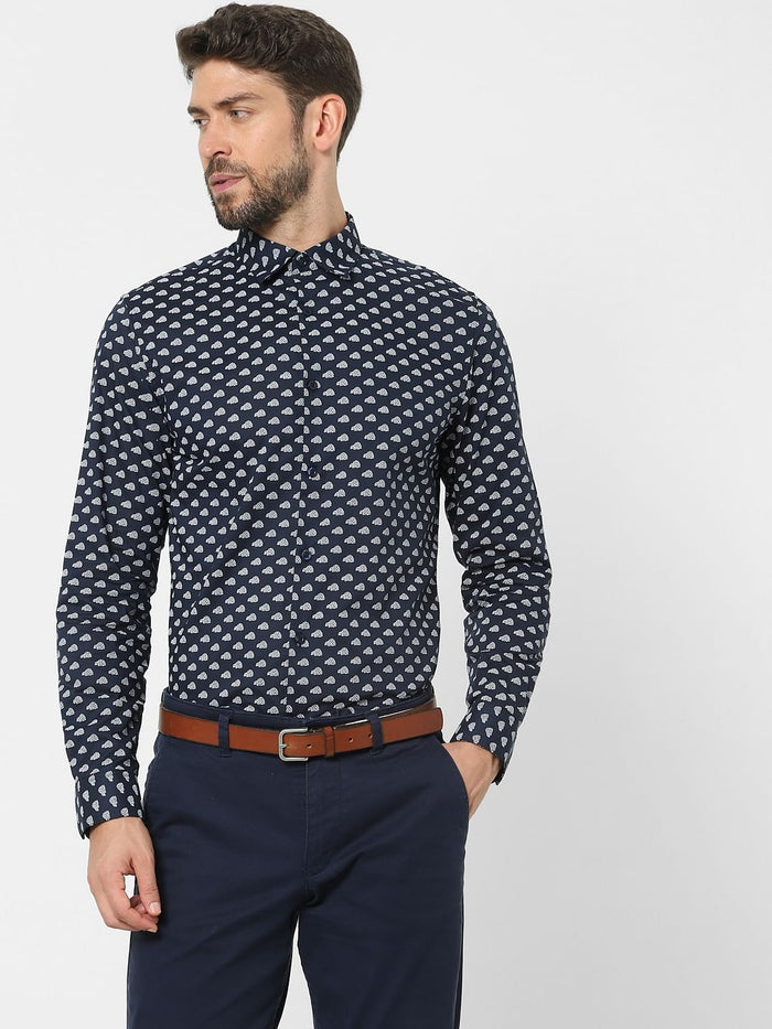 Black Printed Organic Cotton Full Sleeves Shirt