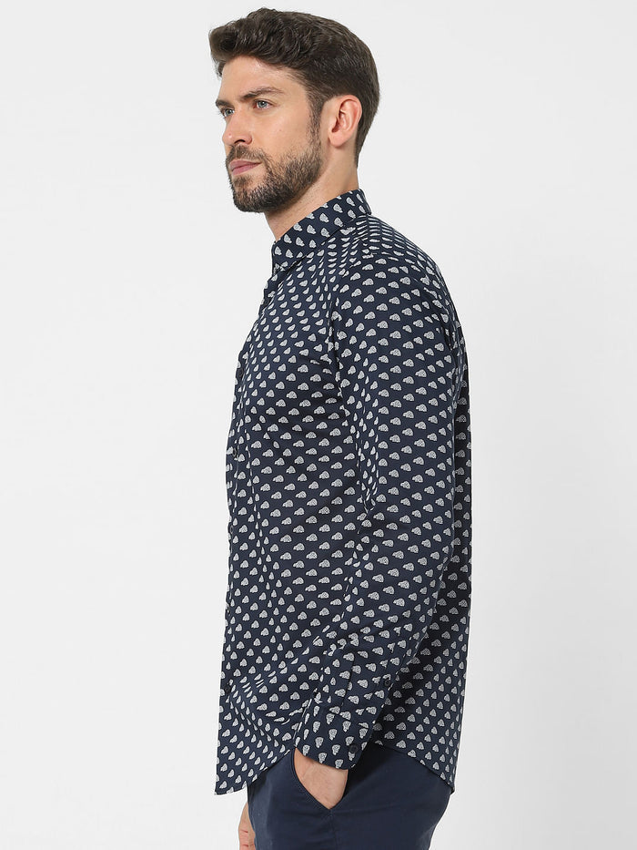 Black Printed Organic Cotton Full Sleeves Shirt