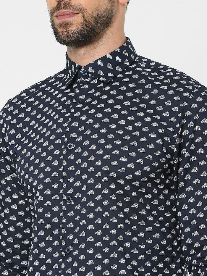 Black Printed Organic Cotton Full Sleeves Shirt