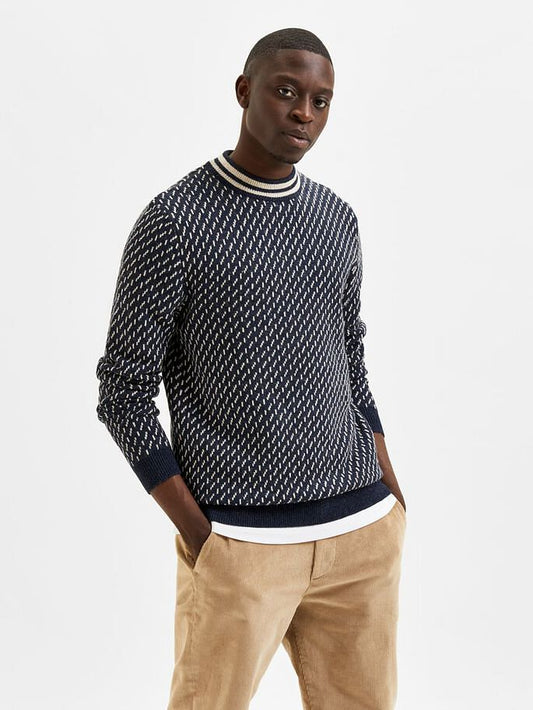 Black Printed Textured Pullover