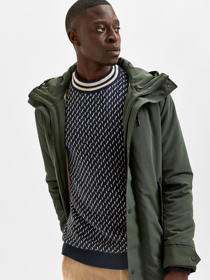 Black Printed Textured Pullover