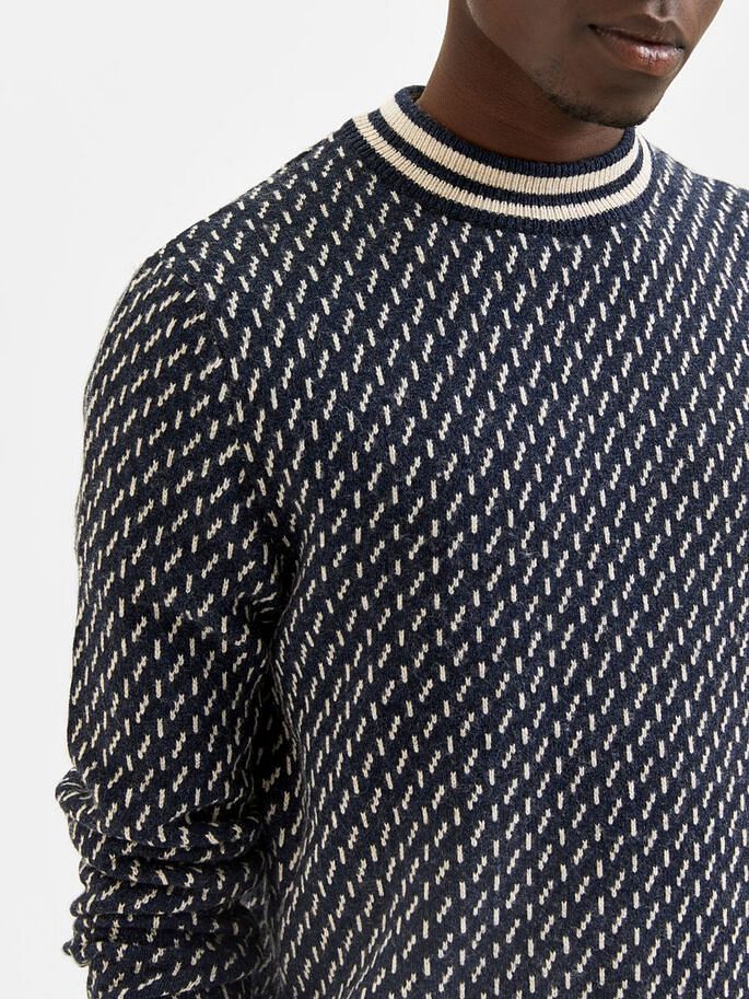 Black Printed Textured Pullover