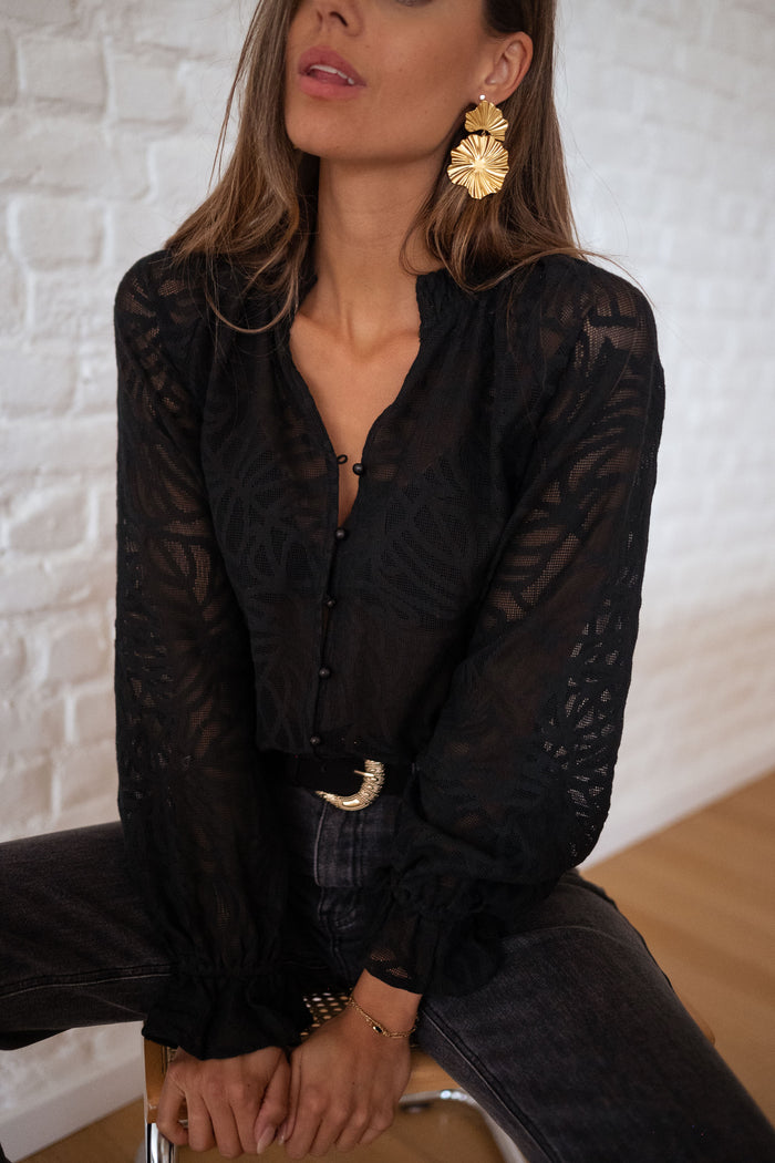 Black blouse burnout pattern texture