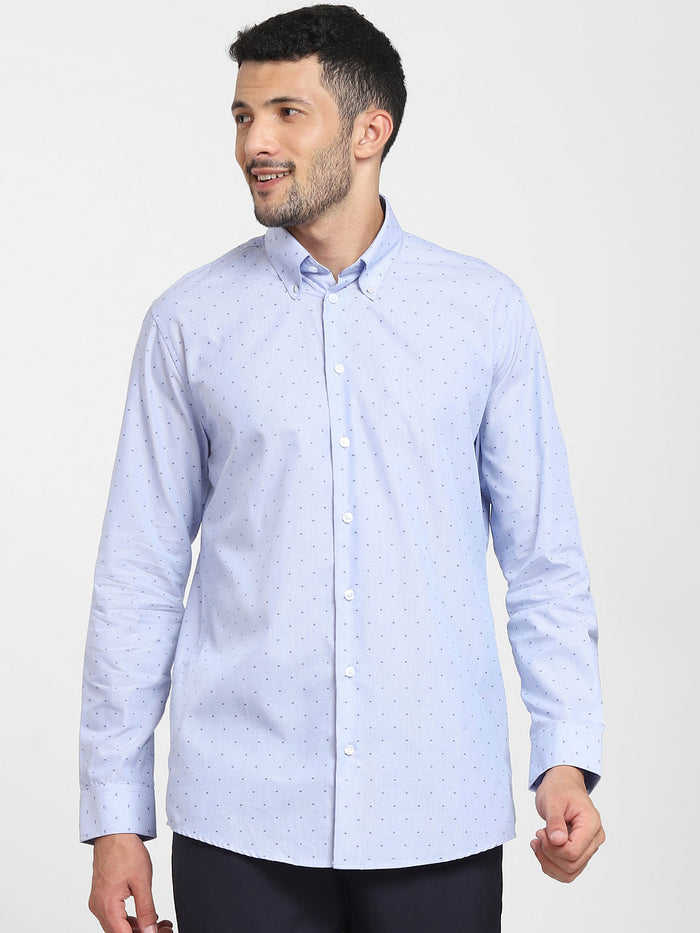 Blue Button-Down Formal Shirt