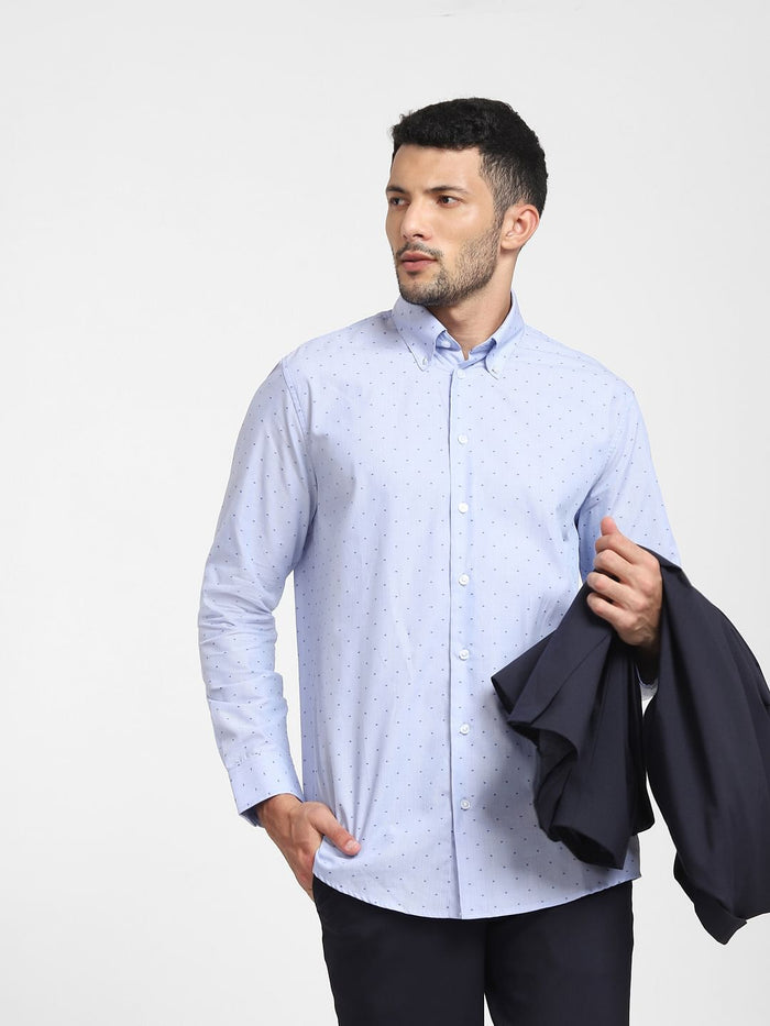 Blue Button-Down Formal Shirt