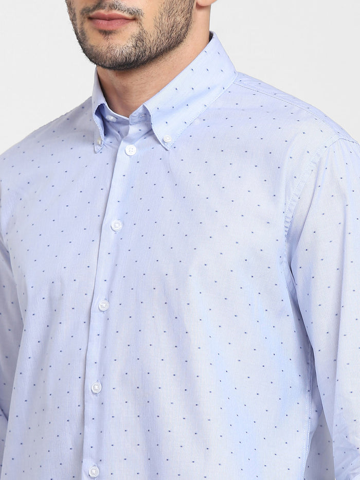 Blue Button-Down Formal Shirt