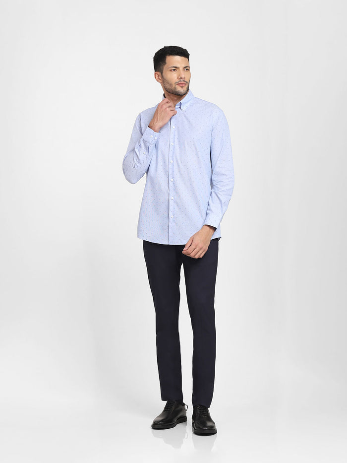 Blue Button-Down Formal Shirt