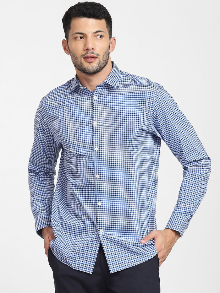 Blue Check Formal Full Sleeves Shirt