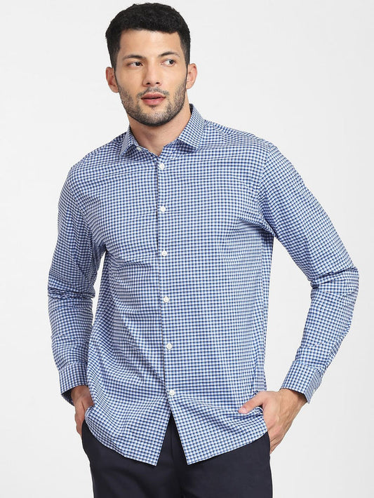 Blue Check Formal Full Sleeves Shirt