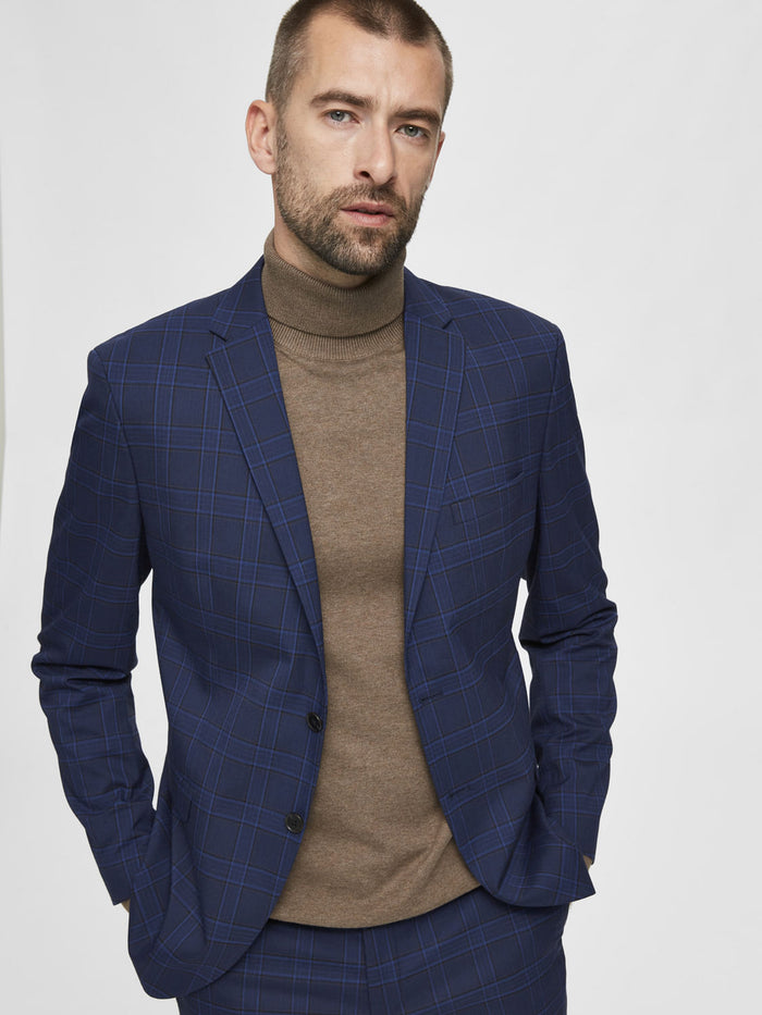 Blue Check Slim Fit Suit Blazer
