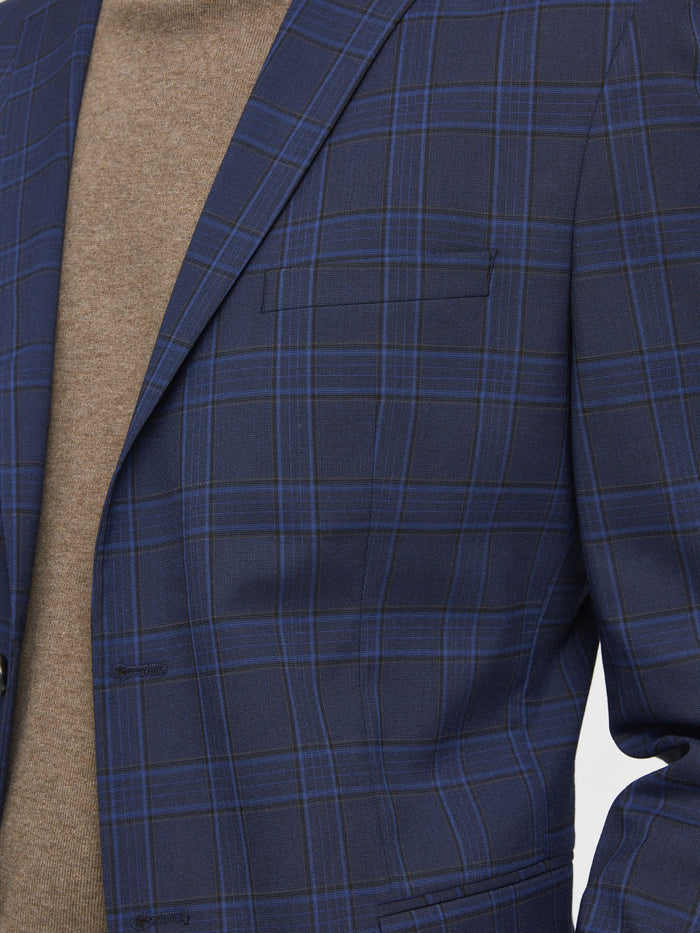 Blue Check Slim Fit Suit Blazer