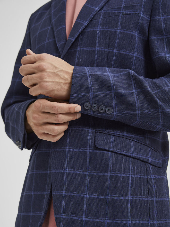 Blue Check Slim Fit Suit Blazer