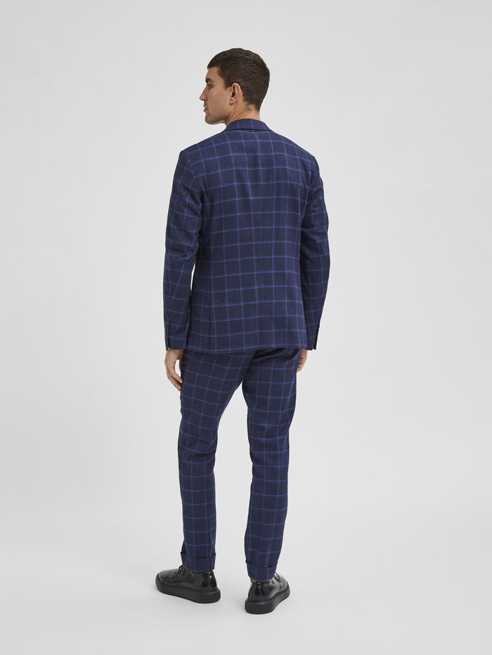 Blue Check Slim Fit Suit Blazer