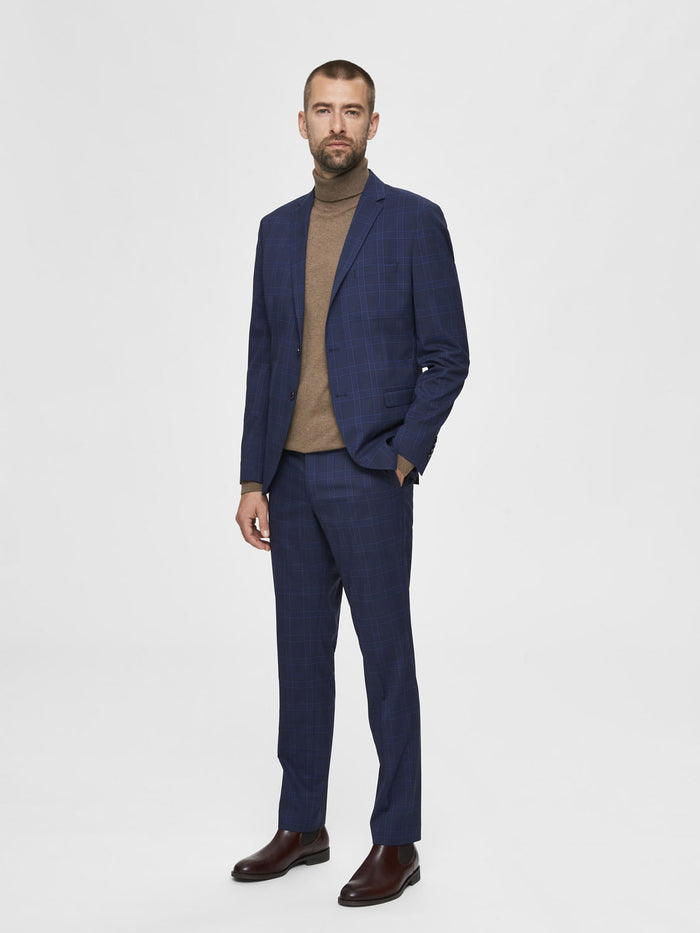 Blue Check Slim Fit Suit Blazer