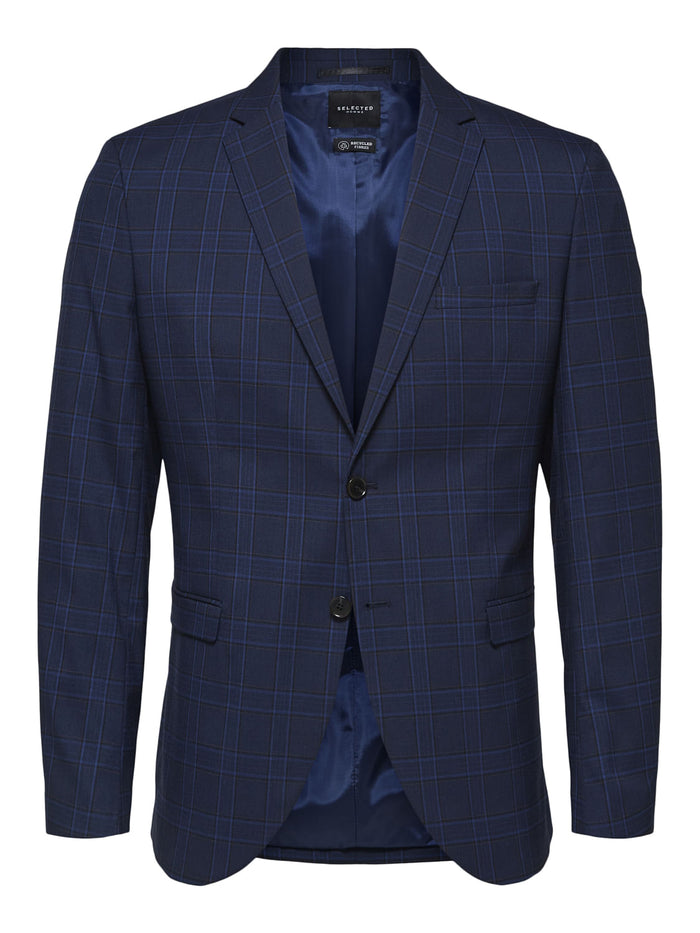Blue Check Slim Fit Suit Blazer