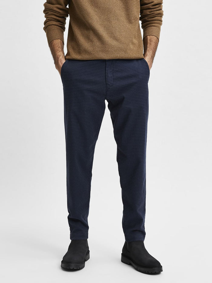 Blue Checks Slim Fit Trousers