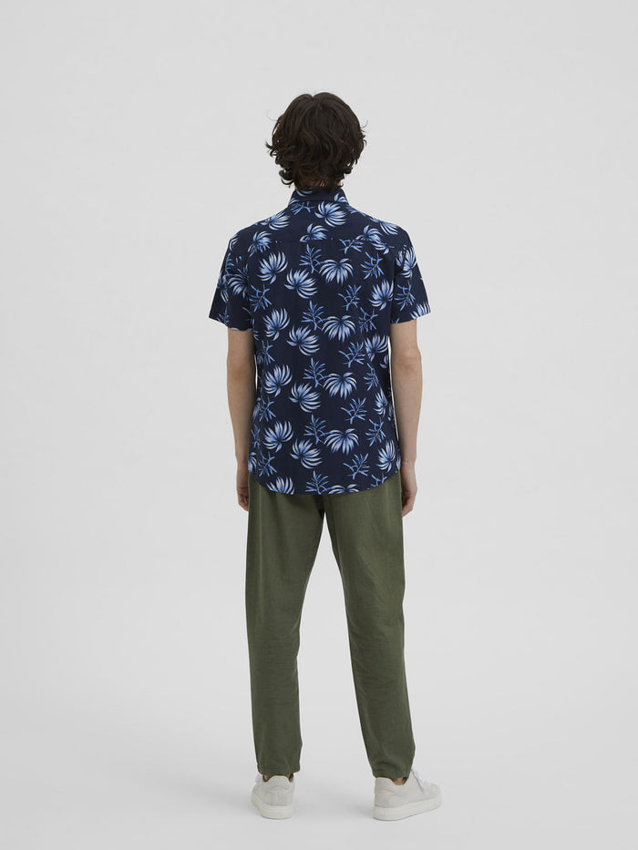 Blue Floral Half Sleeves Shirt