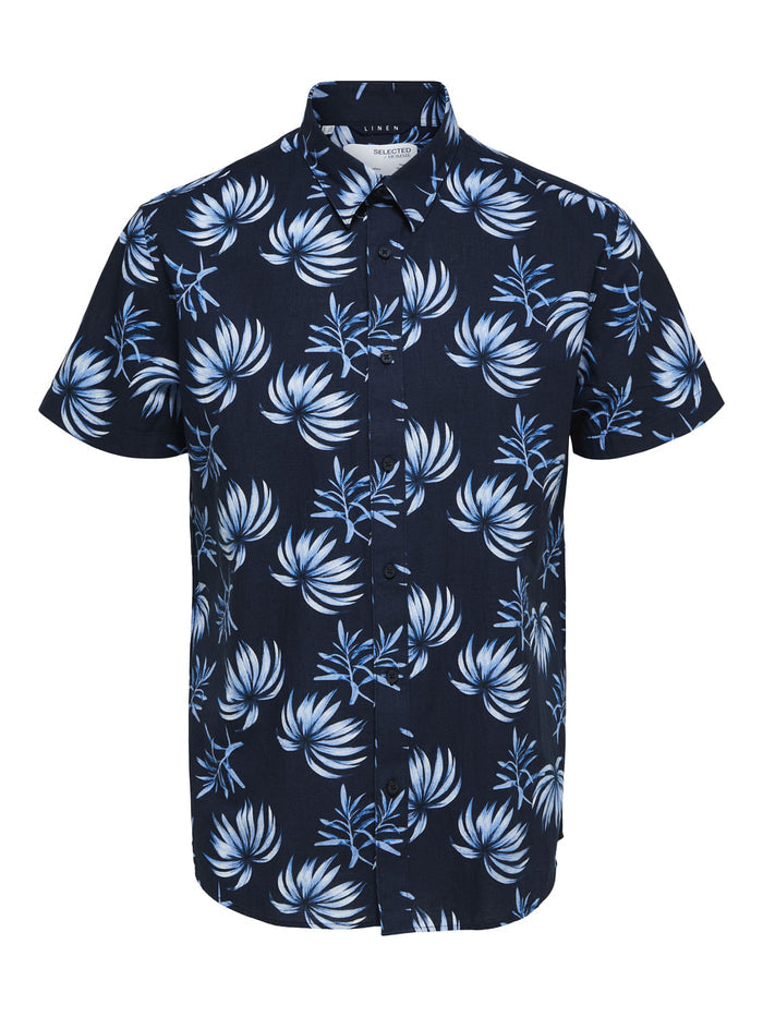 Blue Floral Half Sleeves Shirt