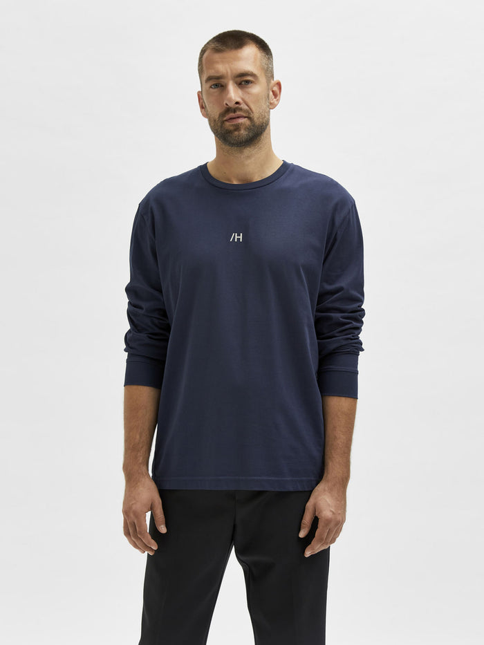 Blue Full Sleeves Crew Neck T-Shirt