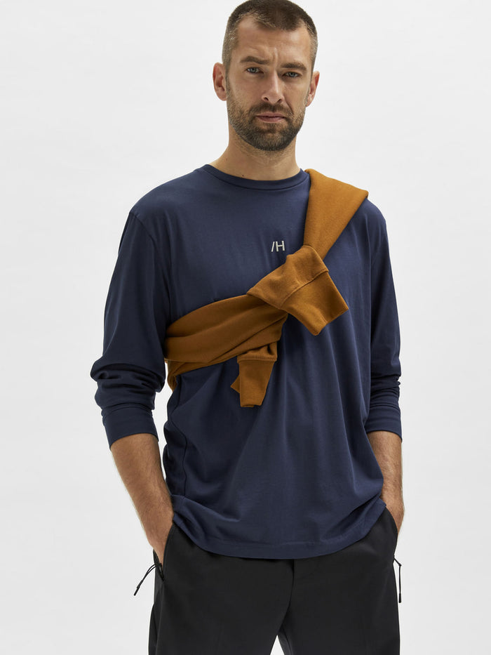 Blue Full Sleeves Crew Neck T-Shirt