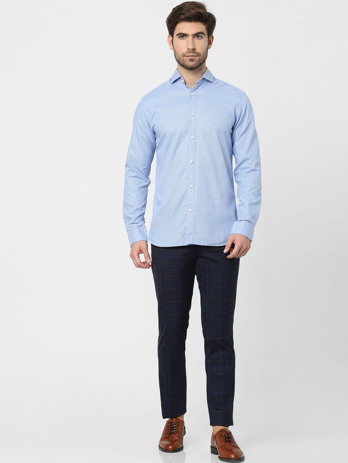 Blue Full Sleeves Dobby Shirt