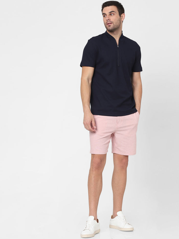 Blue Knit Polo Neck T-Shirt