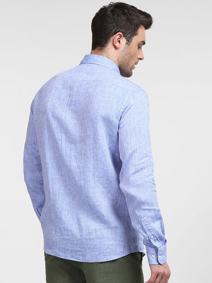 Blue Linen Full Sleeves Shirt